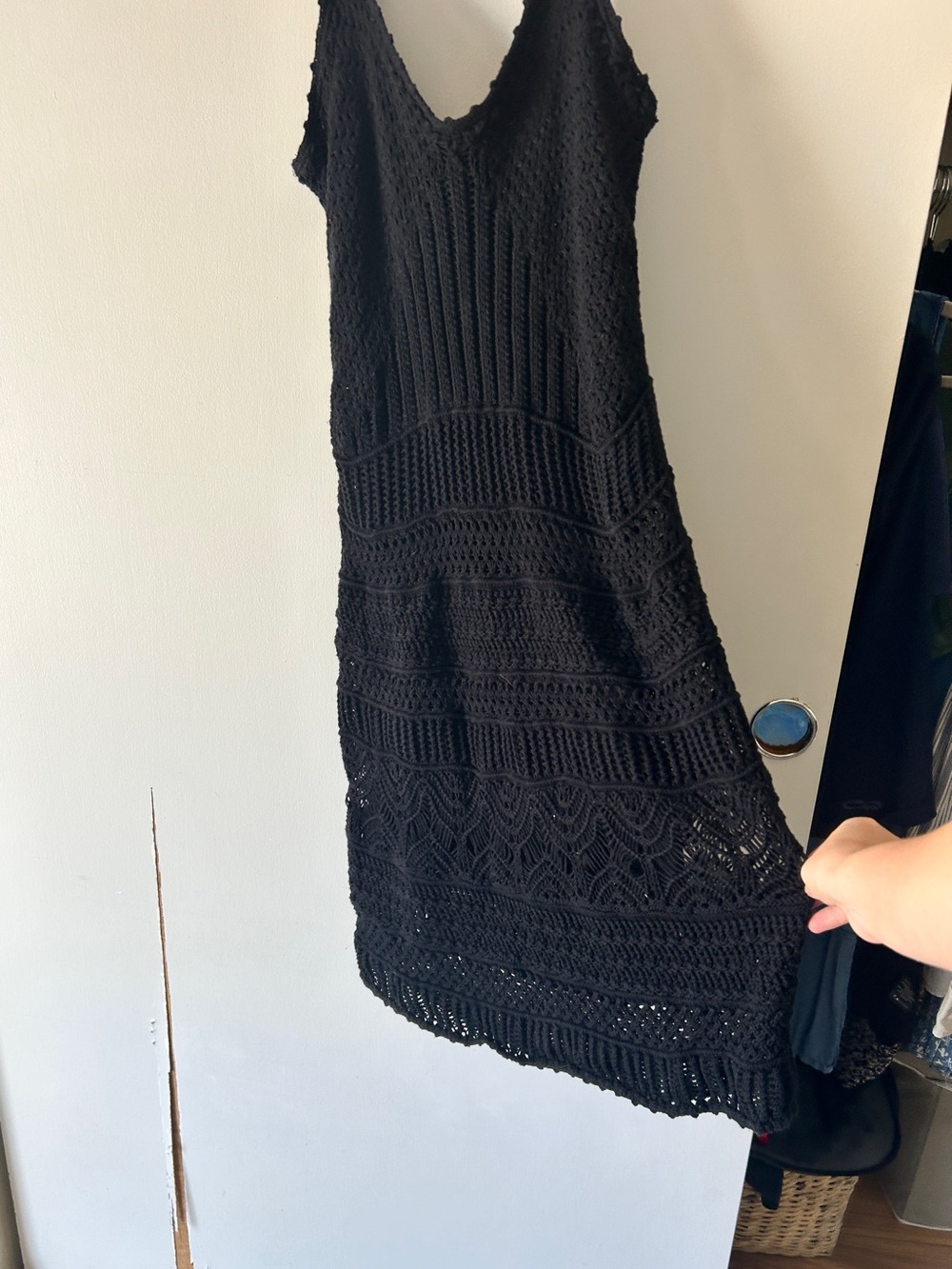 Abercrombie & Fitch Black Crochet Maxi Dress
